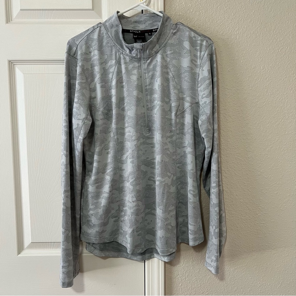 Spyder Active Gray Camo Quarter Zip Performance Pullover Women’s XL